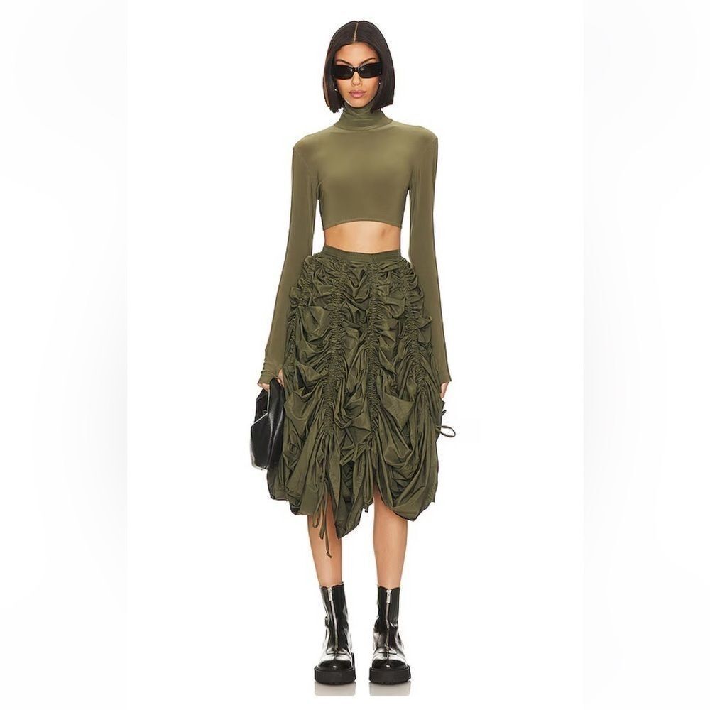 Norma Kamali Parachute Half Full Skirt in Dark Green. - size XS